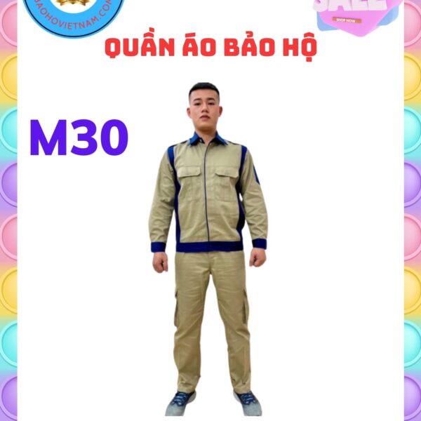 Quần áo bảo hộ lao động vải kaki liên doanh phối màu - 12