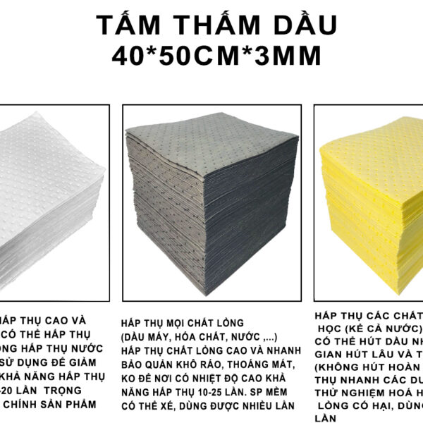 Tấm bông thấm dầu xử lý ô nhiễm dầu công nghiệp, nỉ thấm dầu, ô nhiễm dầu công nghiệp xử lý khẩn cấp sự cố tràn dầu, tấm bông thấm dầu - GIAY THAM DAU DA SUA