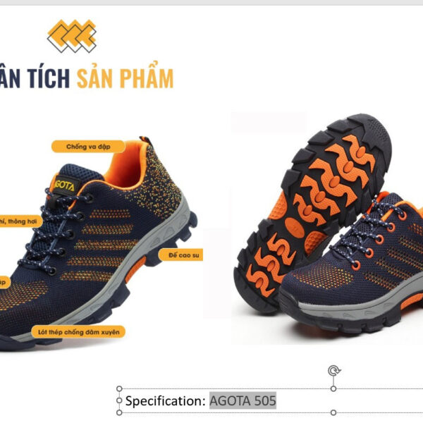 Giày bảo hộ AGOTA 505 màu cam hàng đẹp chuẩn hãng - agota 505 a