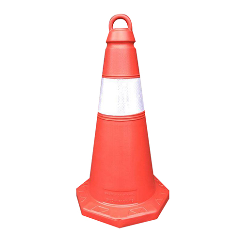 Cọc tiêu nhựa Nhật Quang đỏ phản quang trắng 55cm - coc tieu 56 cm