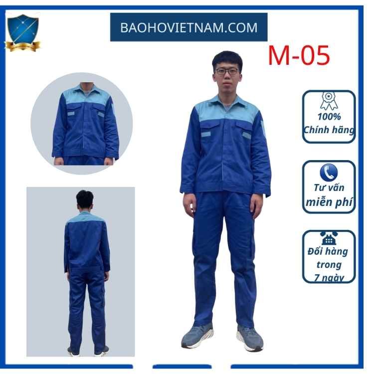 Bộ lao động xanh dương phối màu đẹp vải kaki liên doanh xuất - quan ao