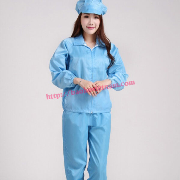 quan ao bao ho lao dong dai tay khoa keo mau xanh 2