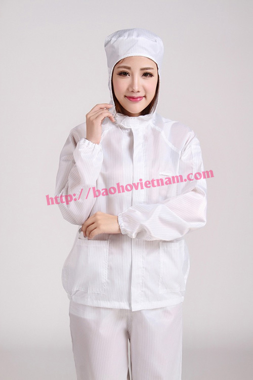 Quần áo chống tĩnh điện dài tay màu trắng K-04 3 quan ao phong sach chong tinh dien mau trang dai tay k04 2