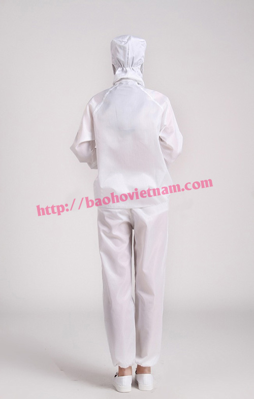 Quần áo chống tĩnh điện dài tay màu trắng K-04 7 quan ao phong sach chong tinh dien mau trang dai tay k04 3