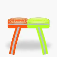 Cuộn dây phản quang 5cm 1 vạch bạc màu cam và xanh nõn - ảnh AI không logo