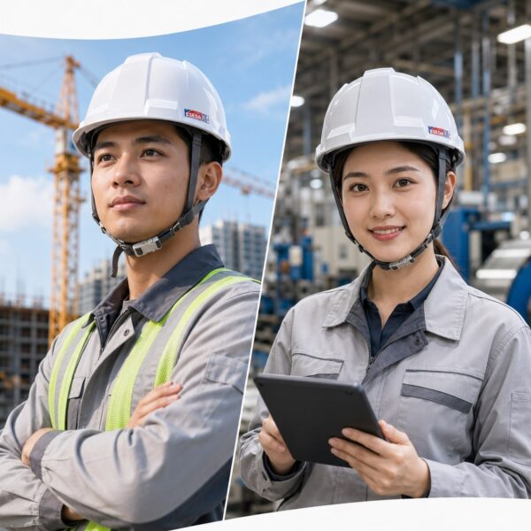 Nón bảo hộ SSEDA Loại 03 được công nhân đội tại công trường xây dựng và nhà xưởng - Bảo Hộ Thiên Mã